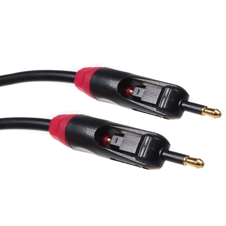 Cablu de conectare din fibra optica cu conectori rotativi, Maclean, MCTV642 T/T Jack/Jack 0.5 m, negru