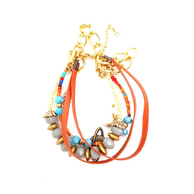 Bratara multipla cu margele multicolore,20 cm,reglabila