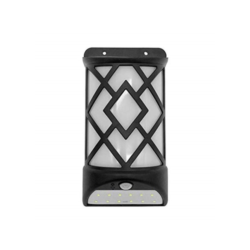 Lampa 12 LED-uri, decorativa, cu incarcare solara si efect de flacara, culoare negru