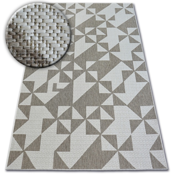 Dywany Łuszczów Fonott sizal floorlux szőnyeg 20489 bézs háromszögek, 60x110 cm