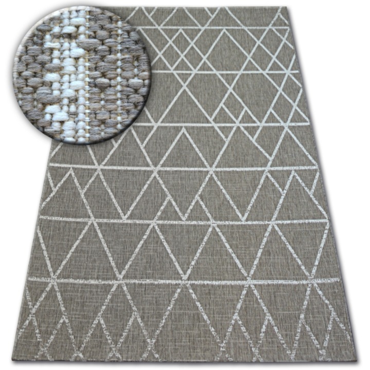 Dywany Łuszczów Fonott sizal floorlux szőnyeg 20508 taupe / pezsgő háromszögek, 60x110 cm