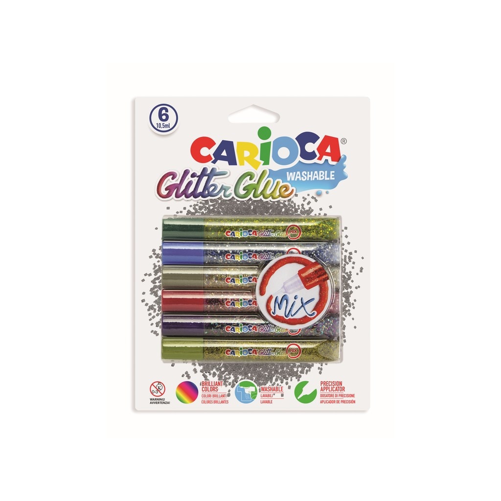 Lipici Carioca cu sclipici, 6 buc/set