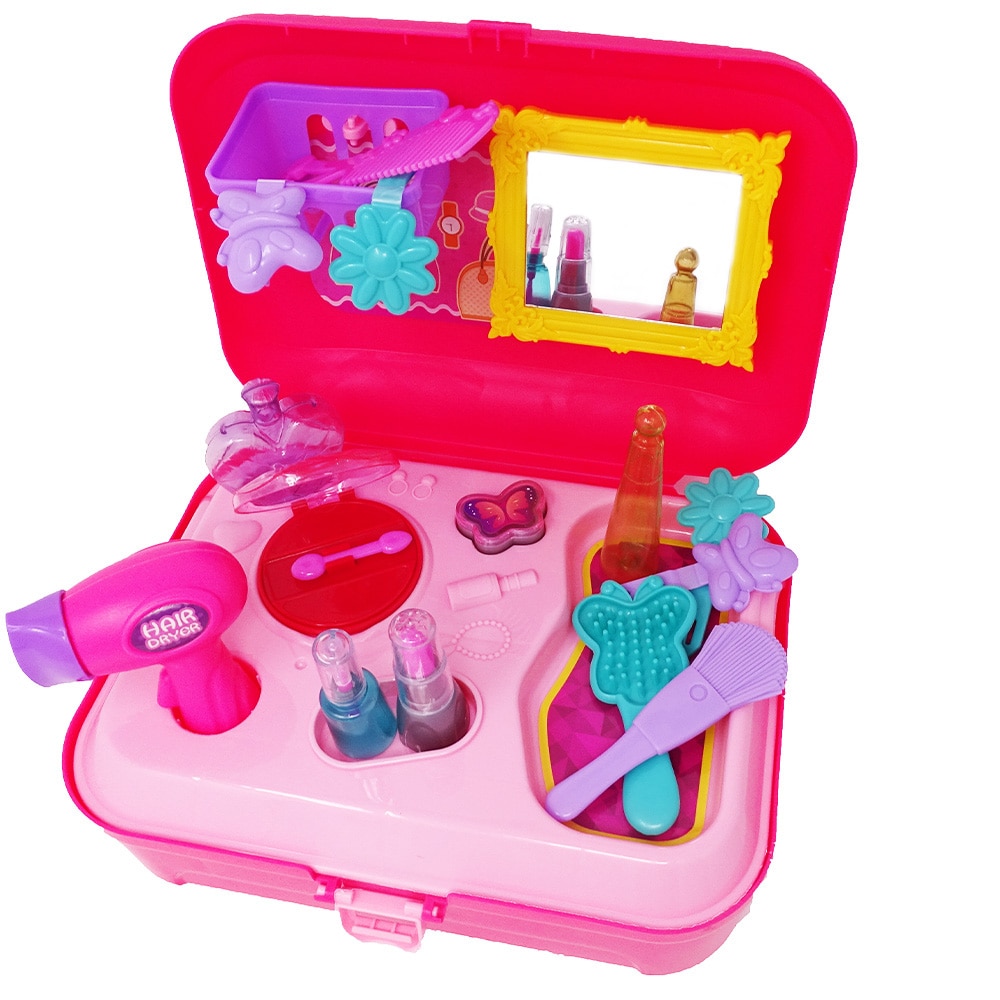 Ghiozdanelul roz, tip trusa beauty pentru micile printese