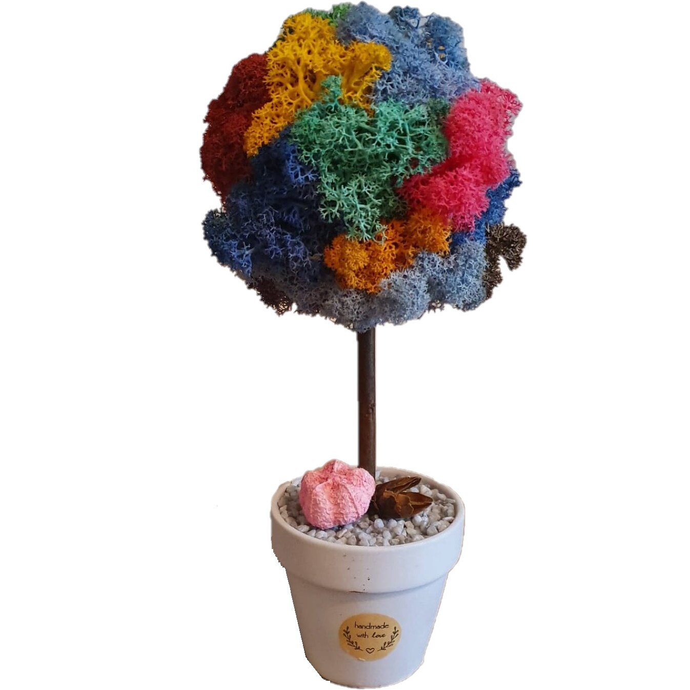 Copacel decorativ din licheni stabilizati, 25 cm h, multicolor