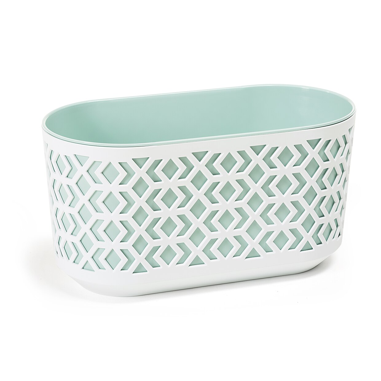 Ghiveci pentru flori Lamela, Aztek, 40x19.5x20.5 cm, alb/verde menta