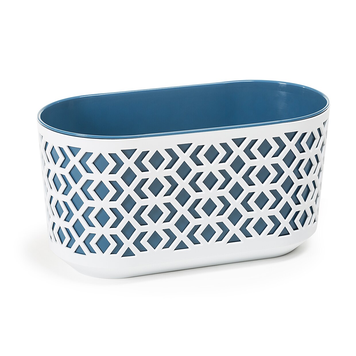 Ghiveci pentru flori Lamela, Aztek, 40x19.5x20.5 cm, alb/albastru
