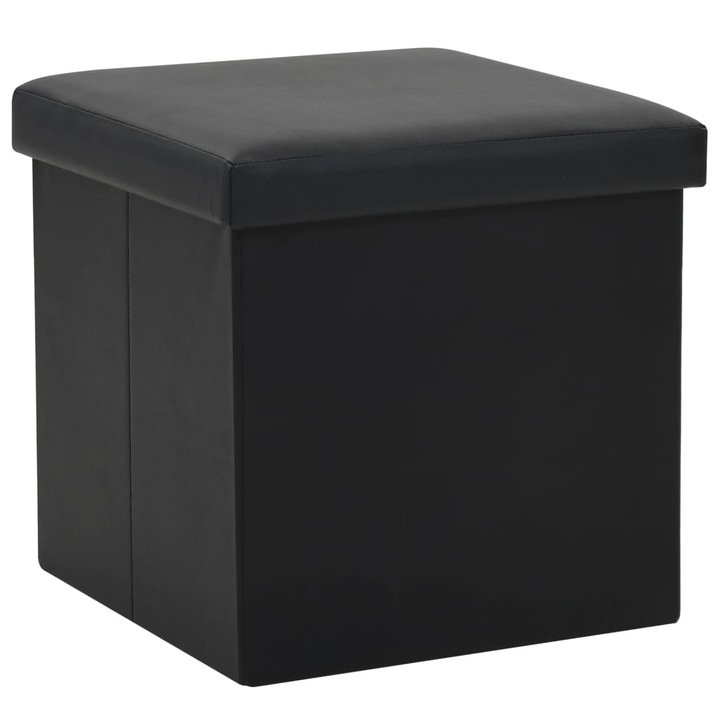 Taburet de depozitare, vidaXL, Tesatura, 38 x 38 x 38 cm, Negru