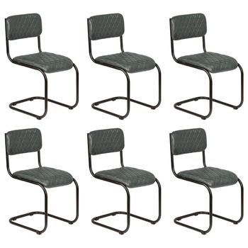 Set de 6 scaune de bucatarie, vidaXL, Tapiterie piele, Gri, 40 x 54 x 85 cm Set de 6 scaune de bucatarie, vidaXL, Tapiterie piele, Gri, 40 x 54 x 85 cm