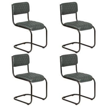 Set de 6 scaune de bucatarie, vidaXL, Tapiterie piele, Gri, 40 x 54 x 85 cm
