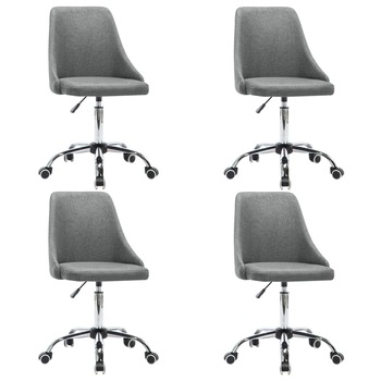 Set de 4 scaune de bucatarie, vidaXL, Tapiterie textila, Gri deschis, 50 x 58,5 x (84-98) cm