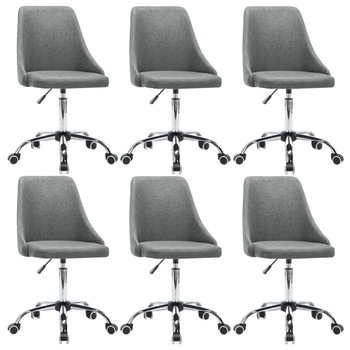 Set de 6 scaune de bucatarie, vidaXL, Tapiterie textila, Gri deschis, 50 x 58,5 x (84-98) cm Set de 6 scaune de bucatarie, vidaXL, Tapiterie textila, Gri deschis, 50 x 58,5 x (84-98) cm