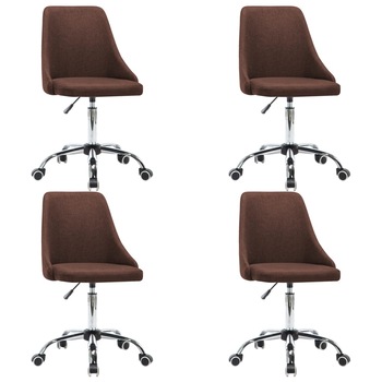 Set de 4 scaune de bucatarie, vidaXL, Tapiterie textila, Maro inchis, 50 x 58,5 x (84-98) cm