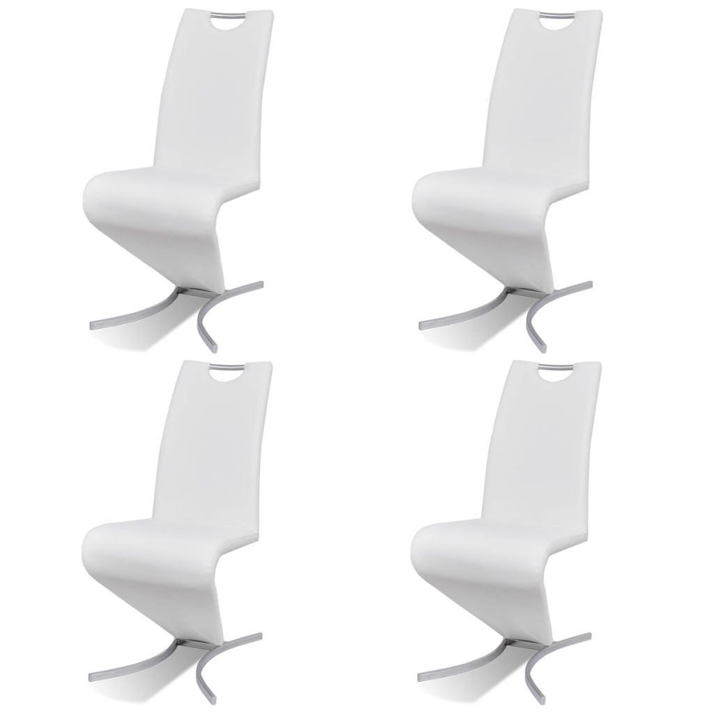 Set de 4 scaune de bucatarie, tip consola, vidaXL, Piele artificiala, Alb, 44 x 62 x 101 cm