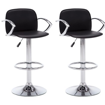 Set de 2 scaune de bar, vidaXL, Piele artificiala, otel, Negru, 55 x 45 x (88-109) cm Set de 2 scaune de bar, vidaXL, Piele artificiala, otel, Negru, 55 x 45 x (88-109) cm