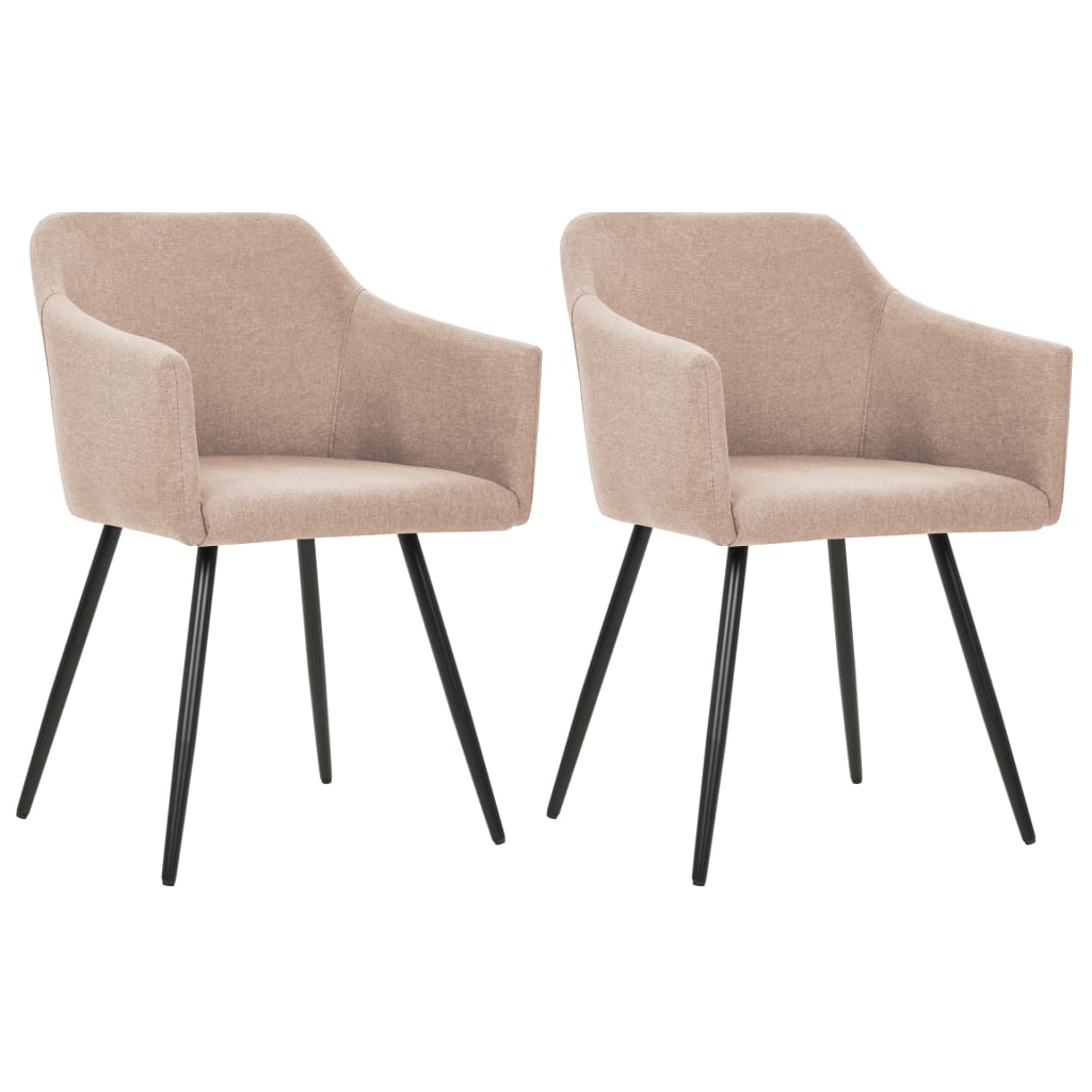Set 2 scaune de bucatarie, vidaXL, Textil/Otel, 54 x 54,5 x 81 cm, Bej