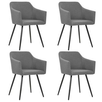 Set de 4 scaune de bucatarie, cu brate, vidaXL, Tesatura, Gri deschis, 54 x 54,5 x 81 cm Set de 4 scaune de bucatarie, cu brate, vidaXL, Tesatura, Gri deschis, 54 x 54,5 x 81 cm