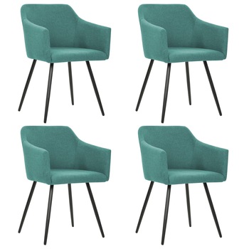 Set de 4 scaune de bucatarie, vidaXL, Tesatura/Otel, 54 x 54,5 x 81 cm, Verde Set de 4 scaune de bucatarie, vidaXL, Tesatura/Otel, 54 x 54,5 x 81 cm, Verde