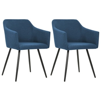 Set de 2 scaune elegante de bucatarie vidaXL, Textil/Metal, 54 x 62 x 80 cm, Albastru Set de 2 scaune elegante de bucatarie vidaXL, Textil/Metal, 54 x 62 x 80 cm, Albastru