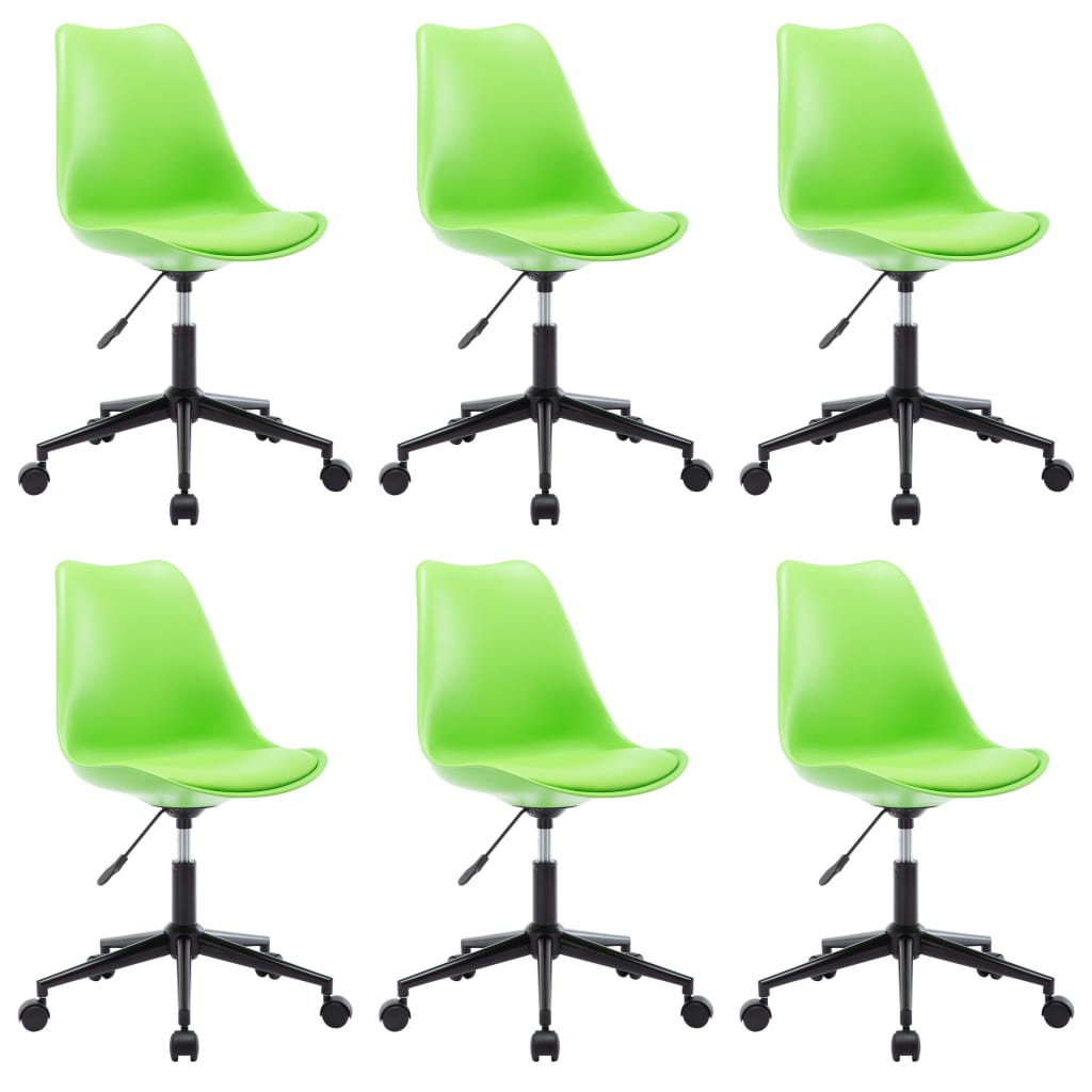 Set de 6 scaune de bucatarie, vidaXL, Piele artificiala, Verde, 45 x 55 x (80-89) cm