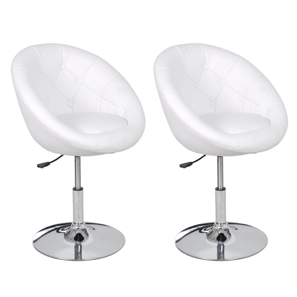 Set de 2 scaun de bar, vidaXL, Alb, Otel, 61 x 58 x (80 - 93) cm