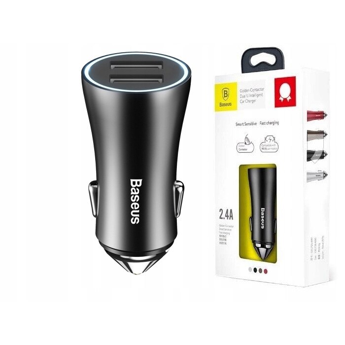 Incarcator auto Fastcharge Baseus CCALL-DZ01, 2 x USB, 2.4A, Negru