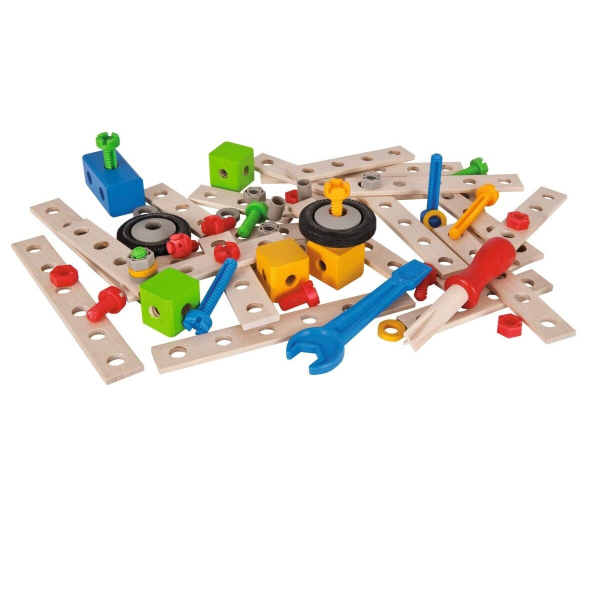 Set de constructie, Eichhorn, Lemn, 75 de bucati