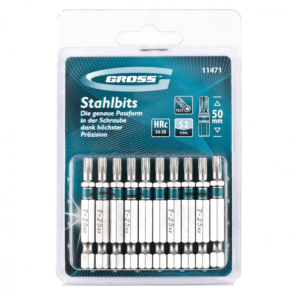 Set biti TORX 25x50, otel S2, 10 buc. , GROSS