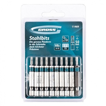 Set biti TORX 15x50, otel S2, 10 buc. , GROSS Set biti TORX 15x50, otel S2, 10 buc. , GROSS