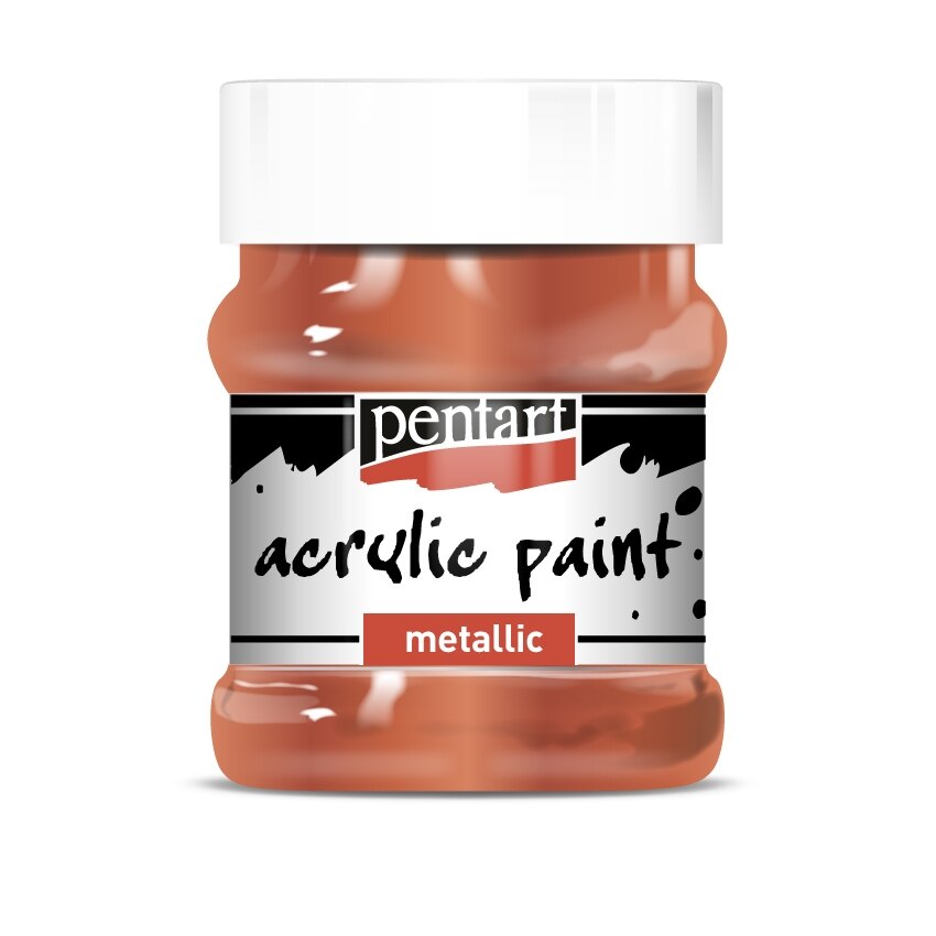 Vopsea acrilica metalizata pe baza de apa Pentart - cupru rosu, 230 ml