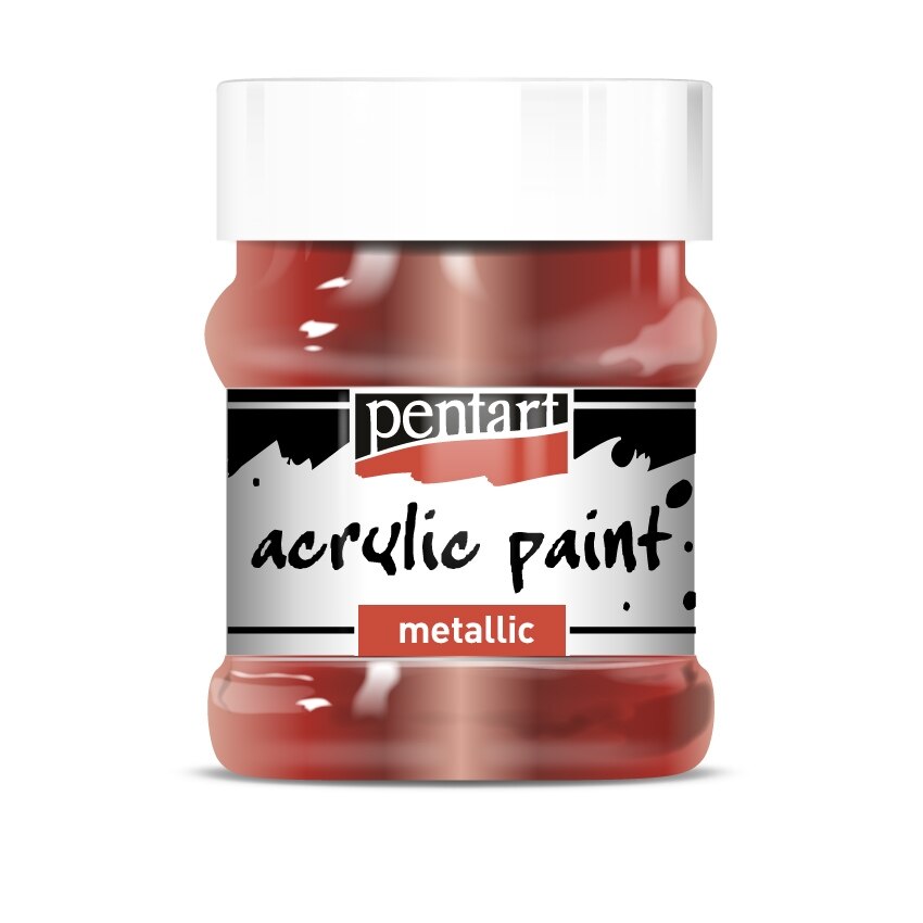 Vopsea acrilica metalizata pe baza de apa Pentart - bordo, 230 ml