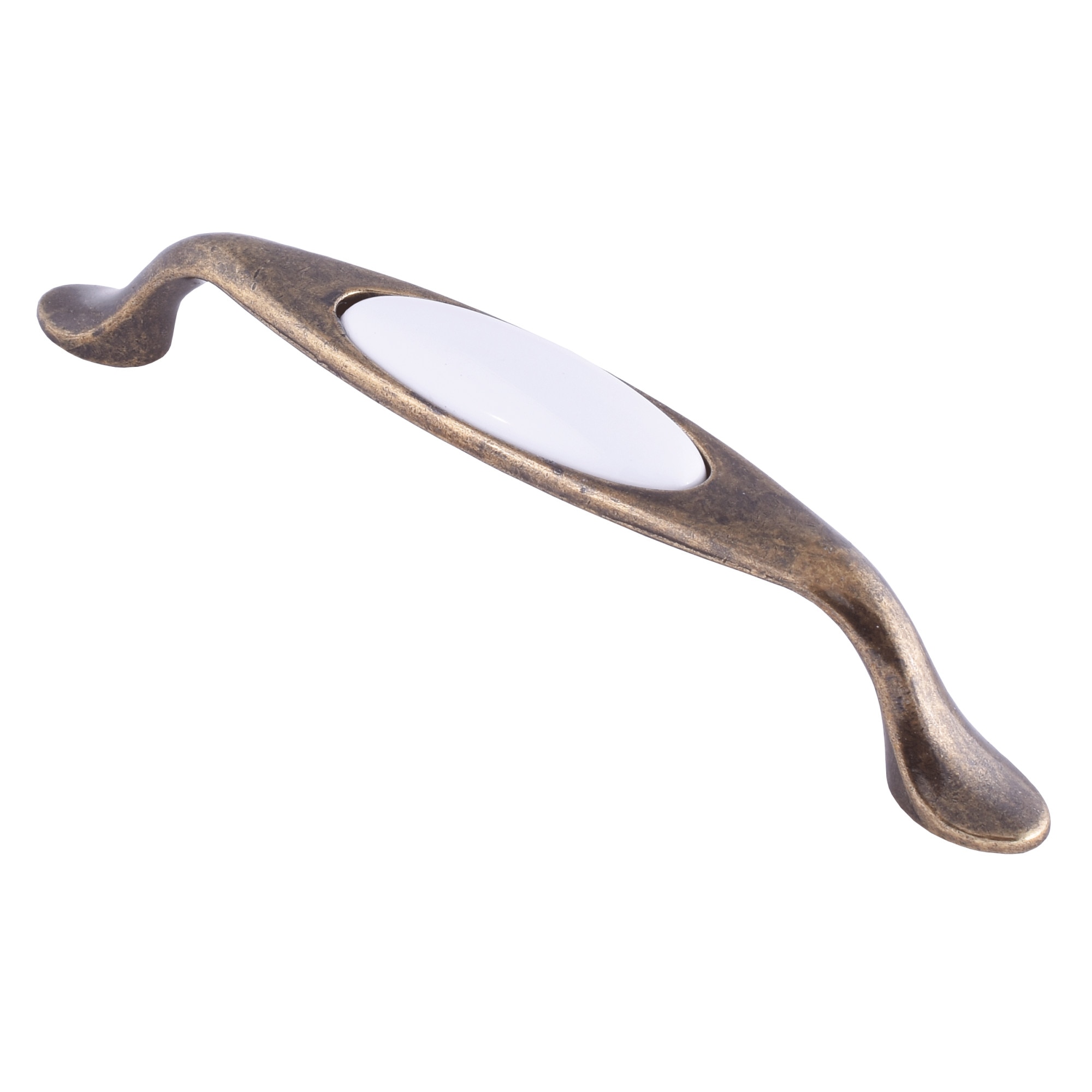 Maner Porselen Mona, OZKM, 128 mm, finisaj Antic Auriu/Alb