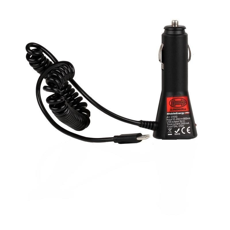 Incarcator auto cu cablu tip C si cu USB 12/24V 511.51 Heyner