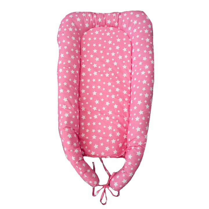 Pozitionator Baby Nest pentru fetite cu , 0-6 luni, PARASHKEVOVI, stele roz