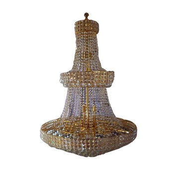 Lustra DC 6013, schelet auriu, cristal si metal, inaltime ajustabila, 30*e14, 1,8m, diametru 80 Lustra DC 6013, schelet auriu, cristal si metal, inaltime ajustabila, 30*e14, 1,8m, diametru 80