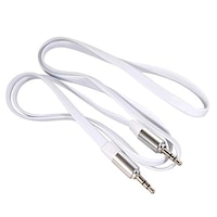 Cablu audio plat cu mufe drepte , Maclean , MCTV/694W Jack Audio Stereo AUX 3.5 mm 1m , alb