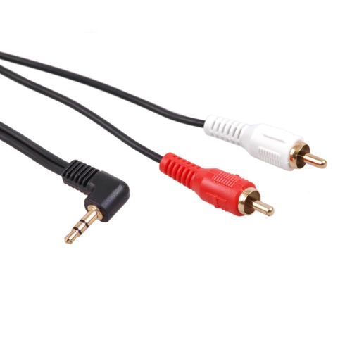 Cablu audio cu unul dintre conectori inclinat la 90° , Maclean , MCTV/826 jack / 2 RCA 5m , negru