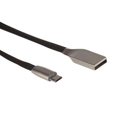 Cablu plat de date pentru iPhone 5 , Maclean , MCTV/833B USB A(tata) / micro USB 1m , negru metalizat