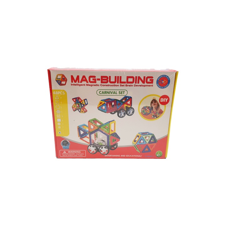 Joc de Constructie Magnetic Educativ 3D, 48 piese