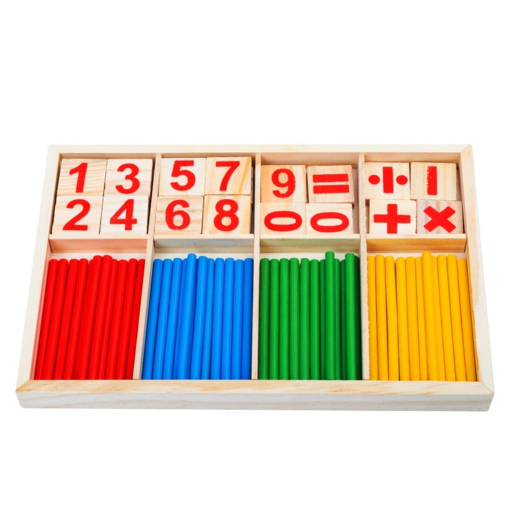 Joc educativ din lemn cu cifre si betisoare, Alibeibei, Jocul numerelor