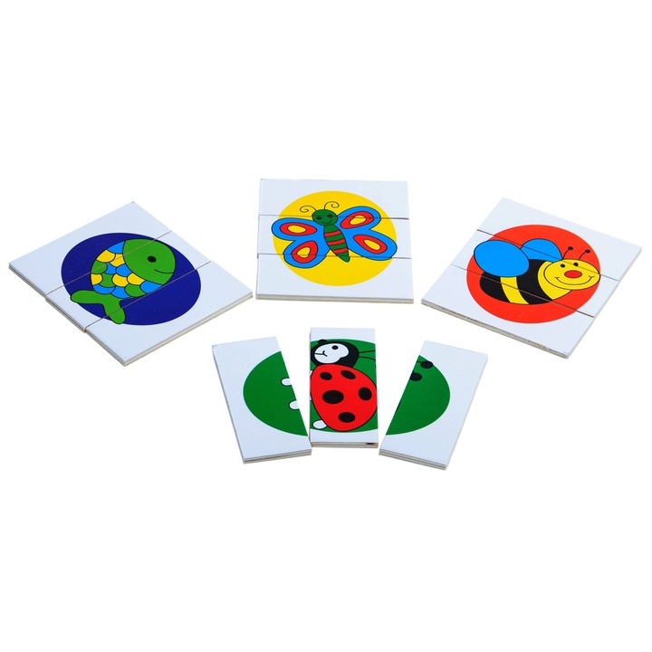 3 részes fa puzzle, 4 db/szett, Alibeibei