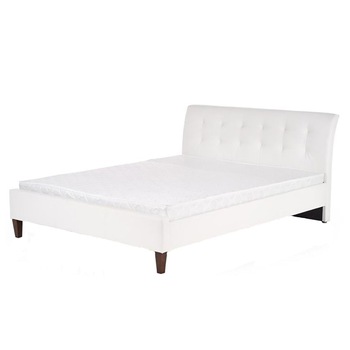 Pat cu somiera 160x200 piele ecologica HM Samara, alb Pat cu somiera 160x200 piele ecologica HM Samara, alb