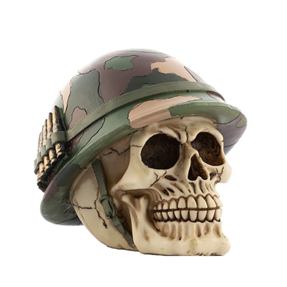 Pusculita craniu de soldat, polirasina, 15 x 15 x 16 cm