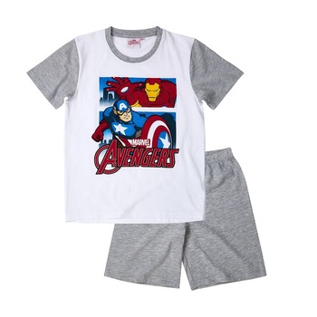 Pijama de vara Avengers alb/gri, Alb/Gri, 116 CM Pijama de vara Avengers alb/gri, Alb/Gri, 116 CM