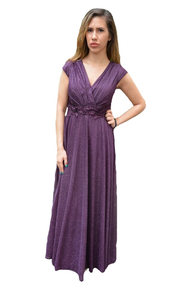 Rochie eleganta Adelaide,aplicatii de dantela,D&J Exclussive, Mov