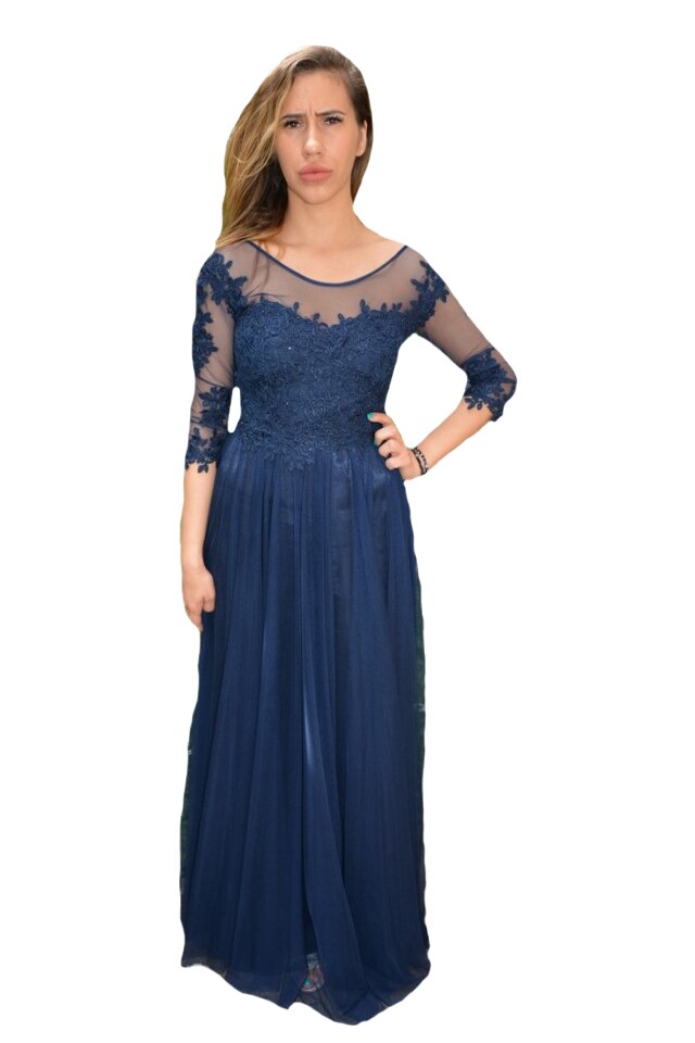 Rochie de seara Briella din dantela, D&J Exclussive, Bleumarin