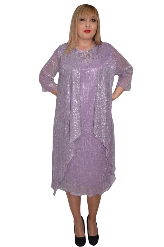 Rochie Zefera cu cartigan asimetric, D&J Exclussive, Mov