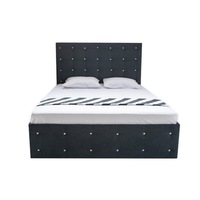 Pat dublu cu somiera, Beds Place, David, Negru, 120x200 cm