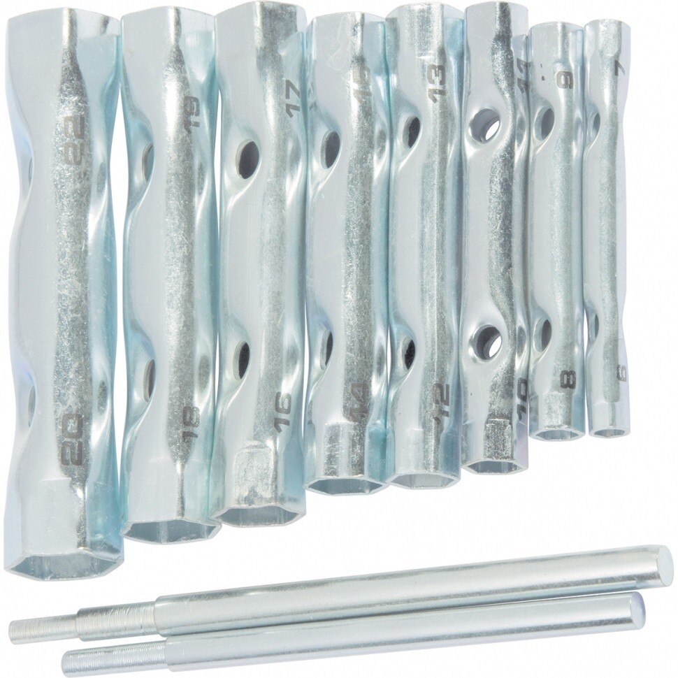 Set chei tubulare, cilindrice, 6-22 mm, cu 2 antrenoare, galvanizate, 10 buc., SPARTA