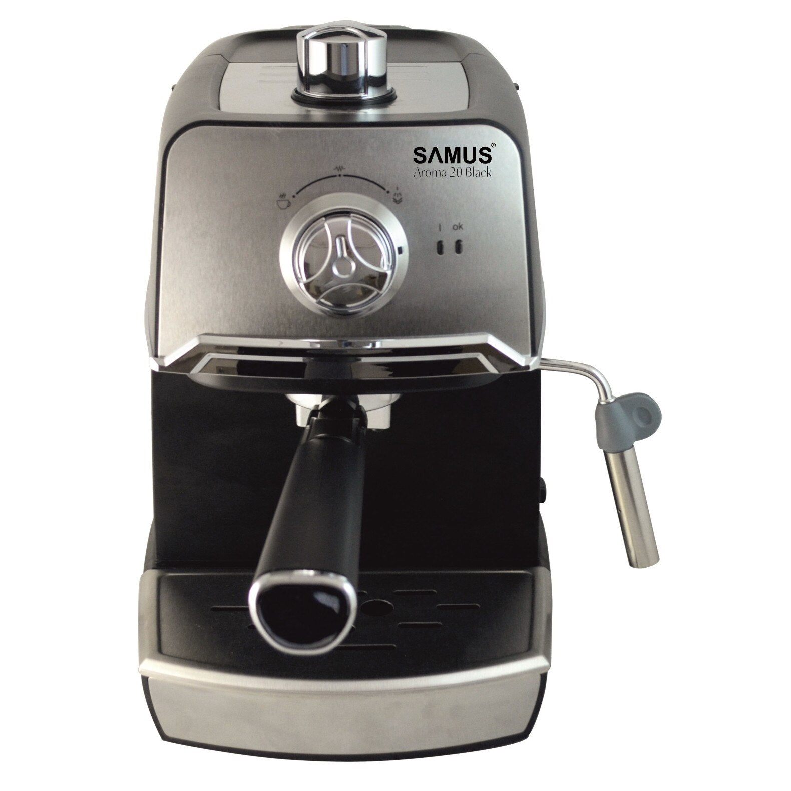 Espressor Samus Aroma 20 Black, 20 bari, Dispozitiv spumare, 1.2l, Negru/Inox