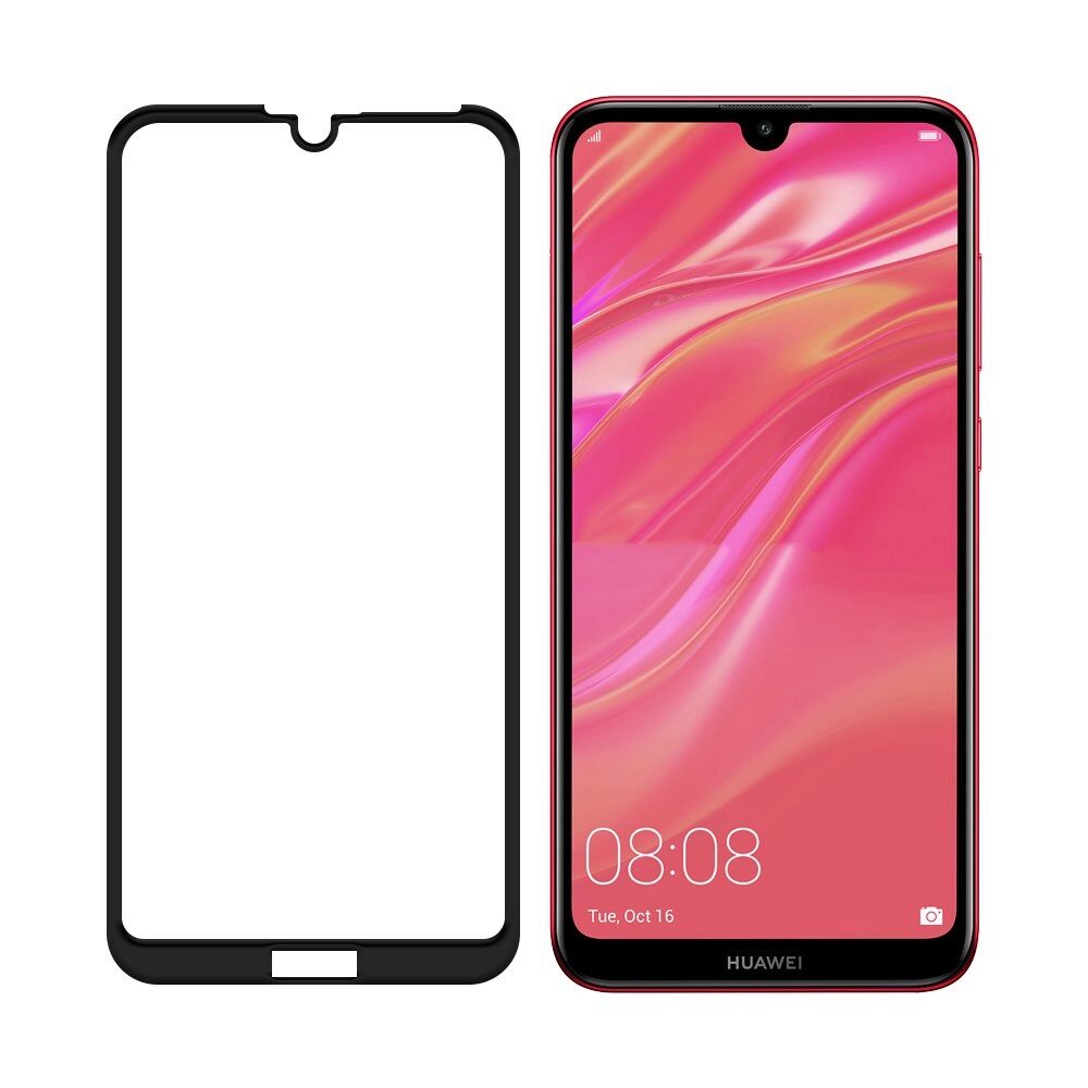 Folie Sticla Wozinsky Super Tough pentru Huawei Y7 2019, Full Screen, Full Glue, Negru